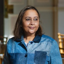 Photo of Pragya Agarwal in a denim shirt.