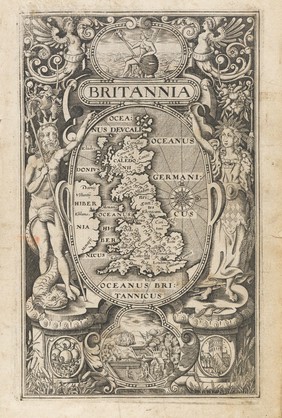 Britain, or a chorographicall description of the most flourishing kingdomes, England, Scotland, and Ireland, and the Ilands adioyning, out of the depth of antiqvitie : beavtified with mappes of the severall Shires of England / written first in Latine by William Camden ; Translated newly into English by Philémon Holland.