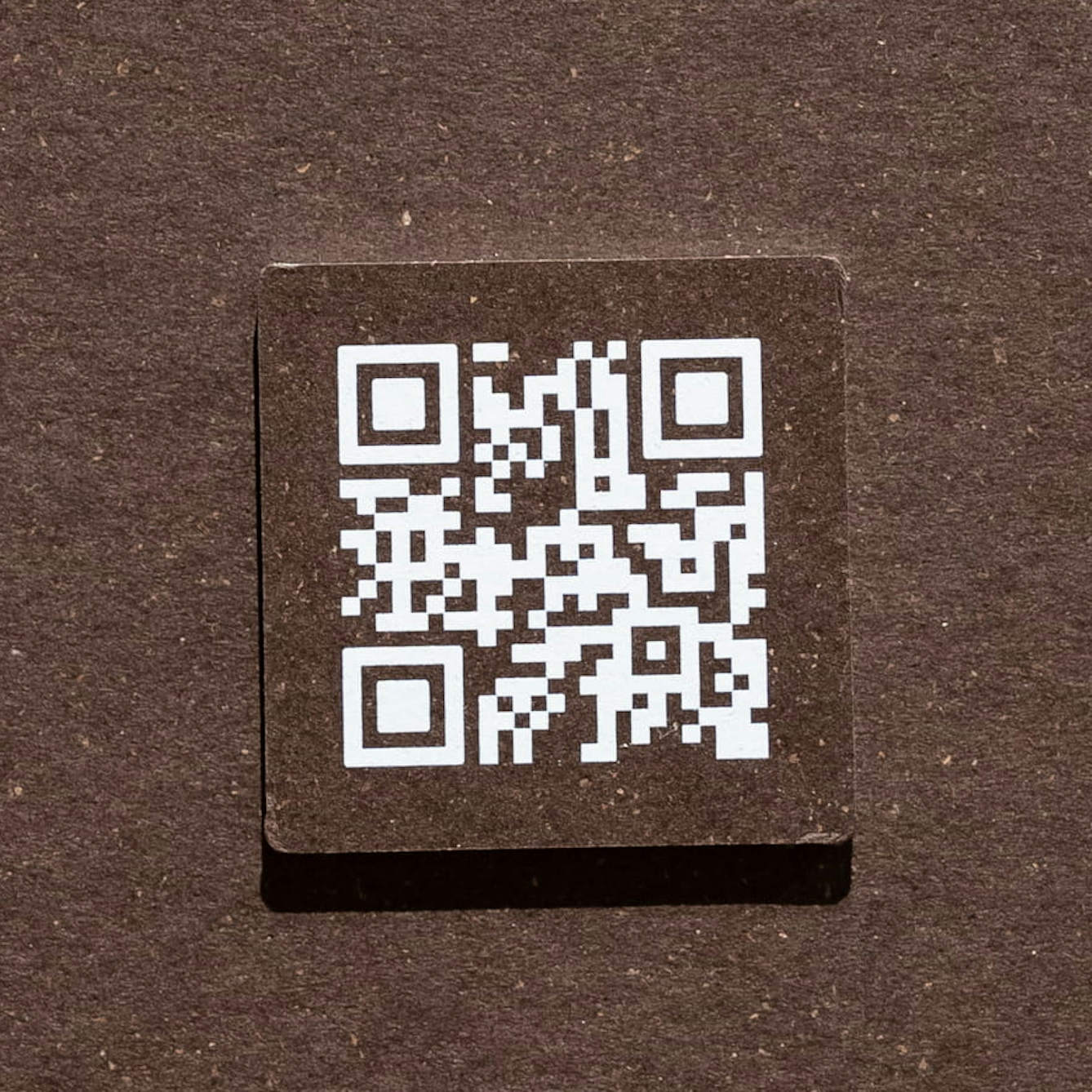 Circular marker with a QR code and the number 1, mounted on a dark green wall.